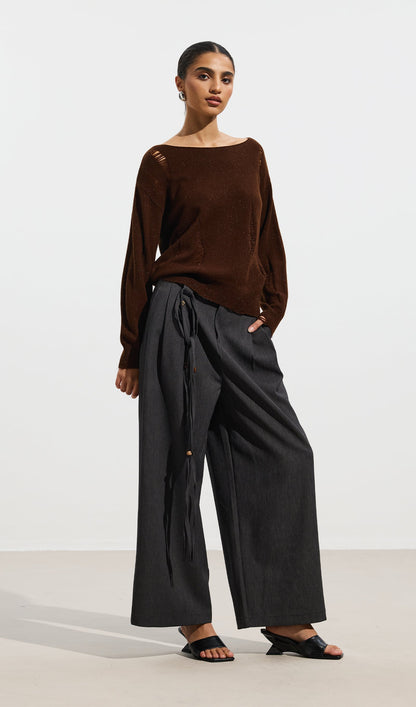 Ripped Detail Sequin Sweater