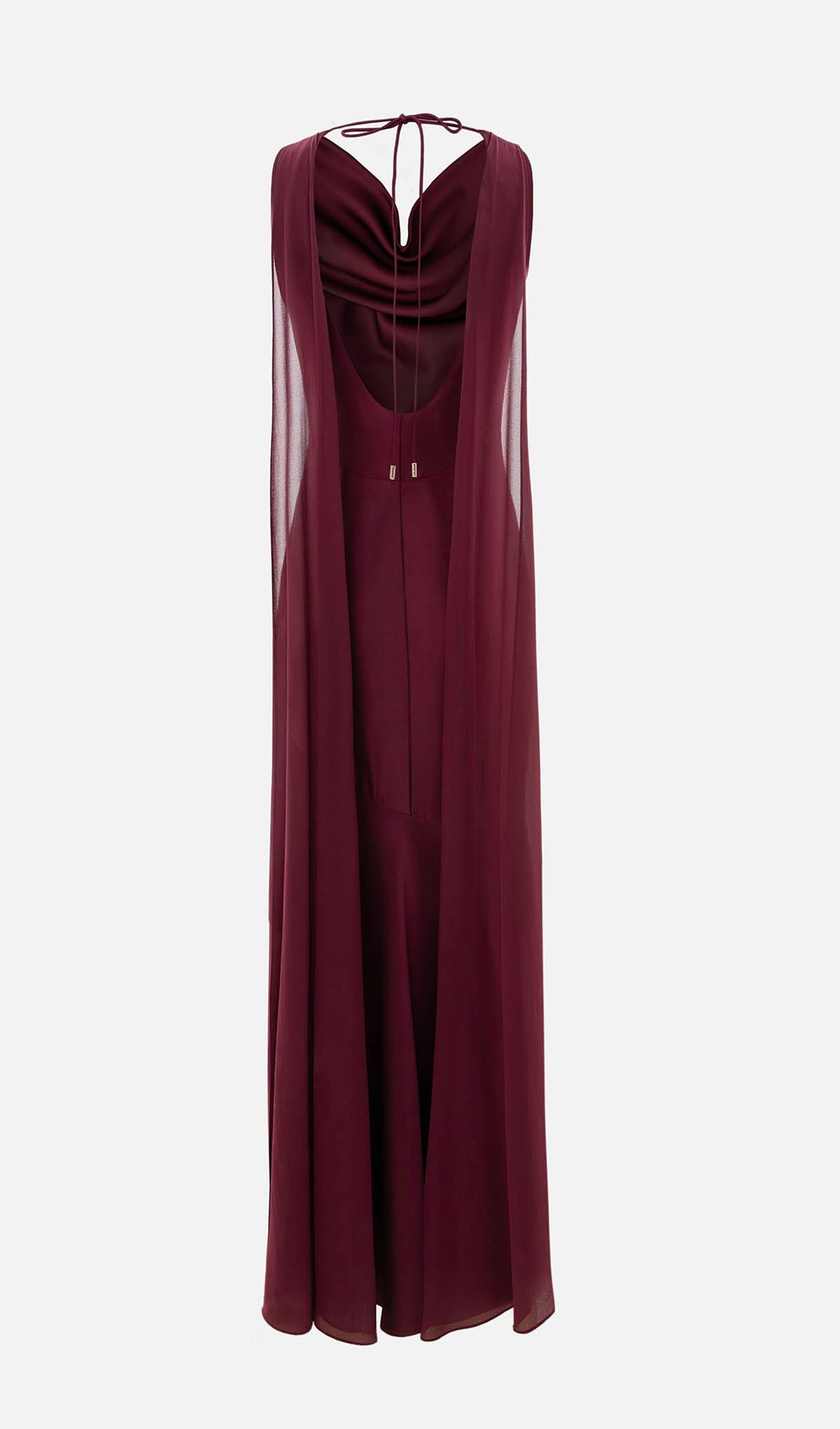 Draped Neckline Maxi Dress With Ribbons