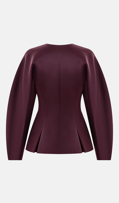 Jacket With Voluminous Sleeves And Waist Pleats