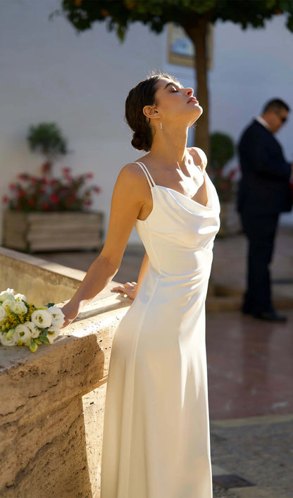 Satin Cowl-Neck Maxi Dress