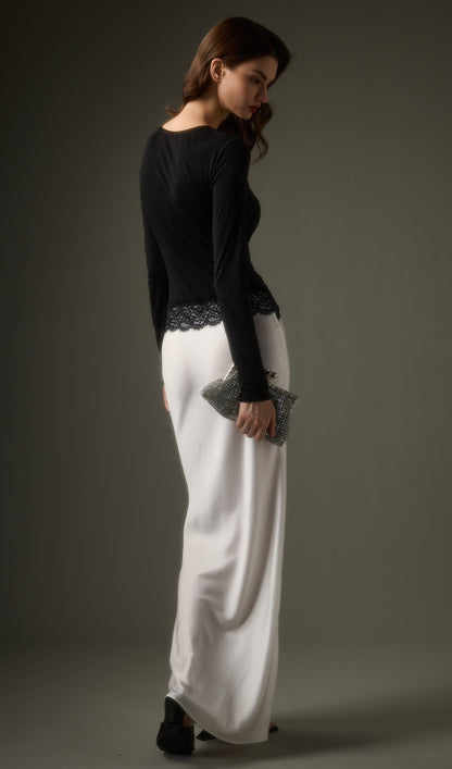 Open Twist Lace Maxi Dress In Black White