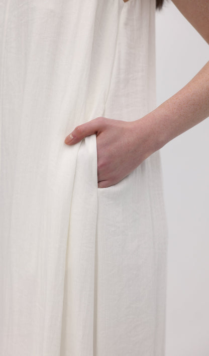 Embroidered Ramie Midi Dress