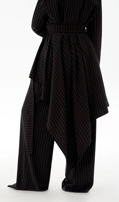 Stripe Long-Sleeved Suit Jacket & Pants Set