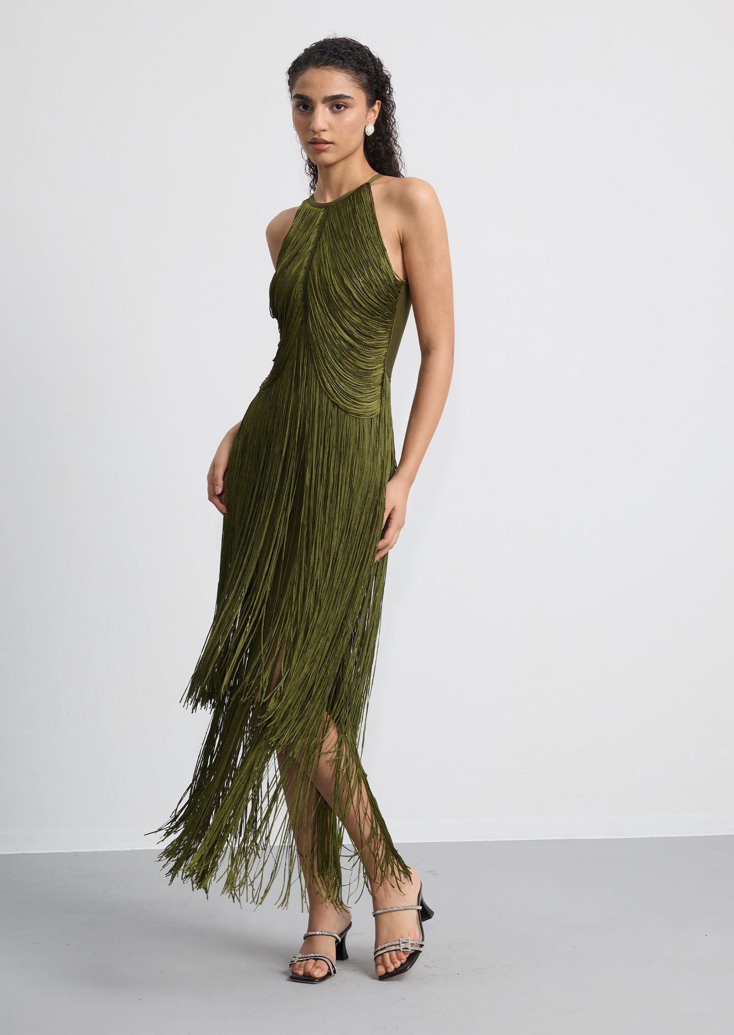 Halter Fringe Maxi Dress