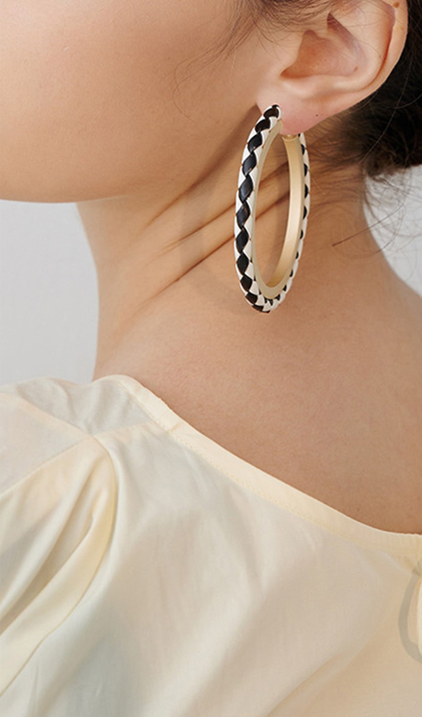 Faux Leather Round Hoop Earrings