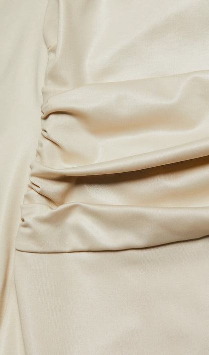 Noor Elegance One Shoulder Coated Jersey Gown