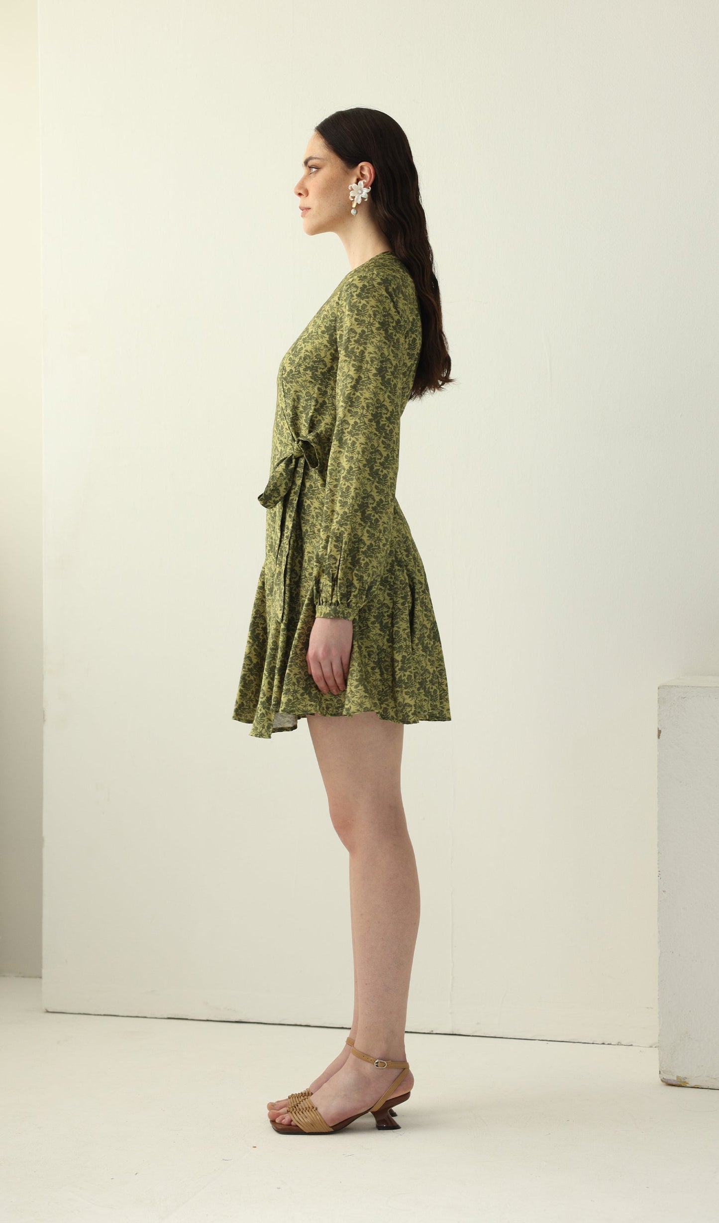 Abstract Print V Neck Mini Dress
