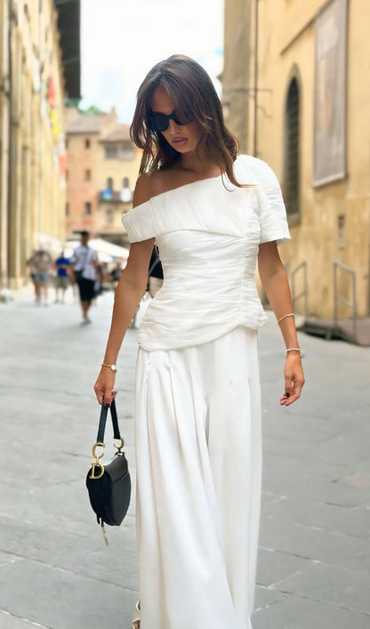 White Two Piece Pant Suit