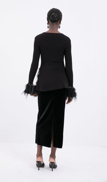Knitted Feather Panel Top