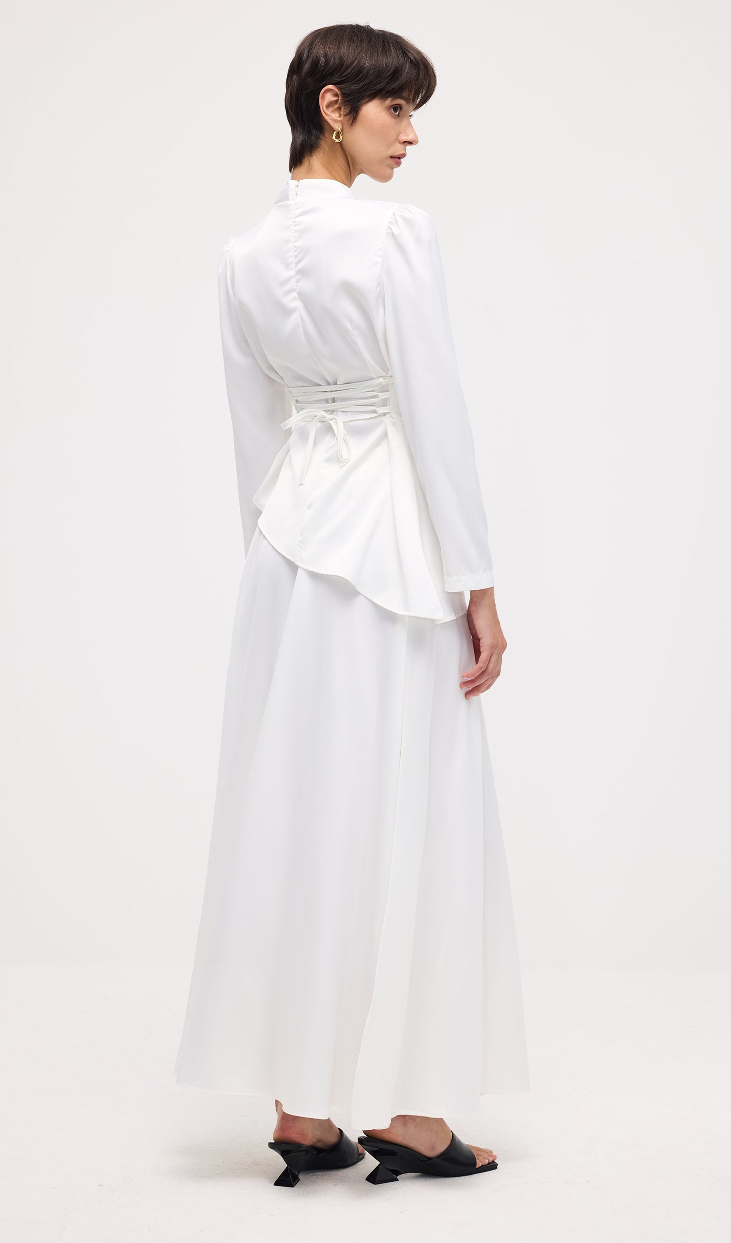 Satin Long Sleeve Two Piece Set Maxi Dress