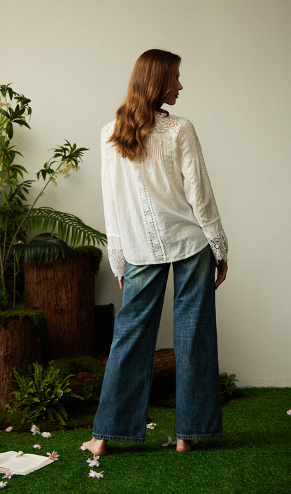 Lace Hollow Out  Blouse Top