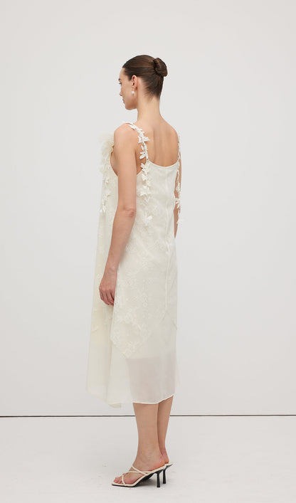 Sleeveless Embroidered Flower Midi Dress