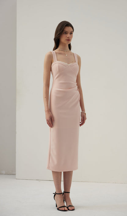 Solid A Line Midi Dress