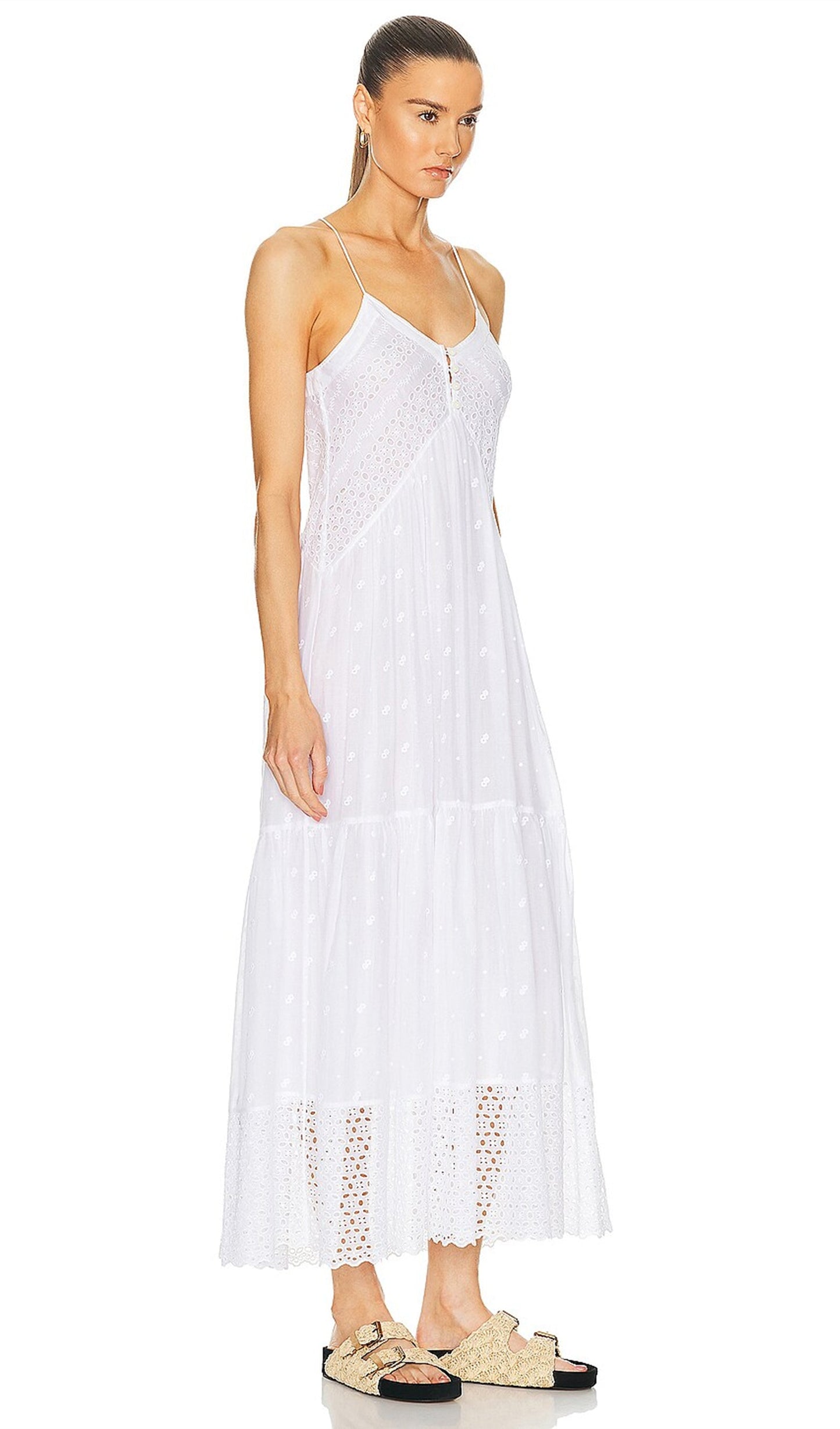 Hollow Embroidery Slip Midi Dress