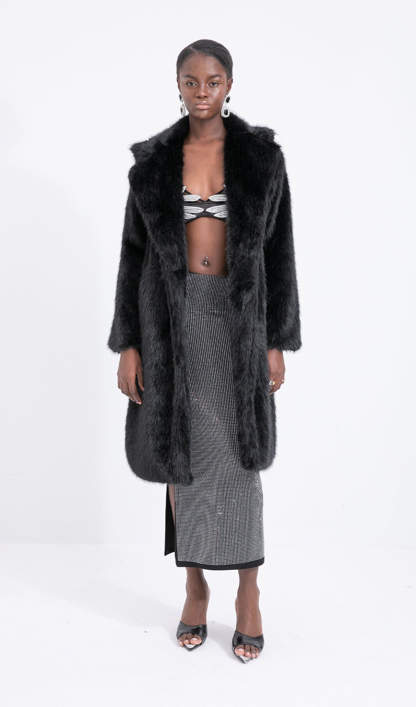 Trendy Black Maxi Length Eco-Coat