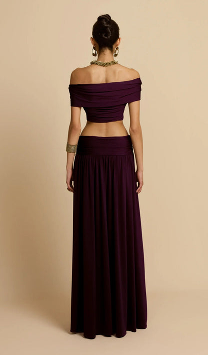 Ruched Top & Maxi Skirt Two Piece Set