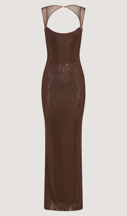 Hot Fix With Mesh Back Maxi Dress
