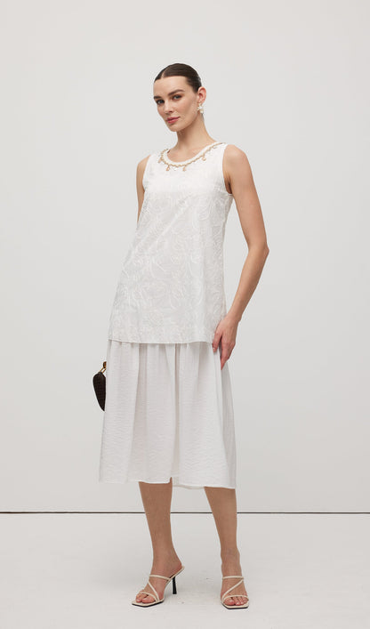 Round Neck With Shell Midi Dress