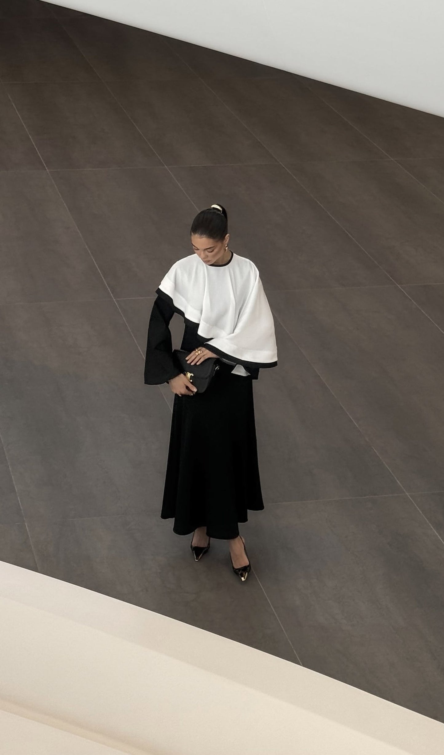 Contrasting Cape Maxi Dress
