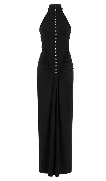 Halter Neck Drape  Maxi Dress In Black