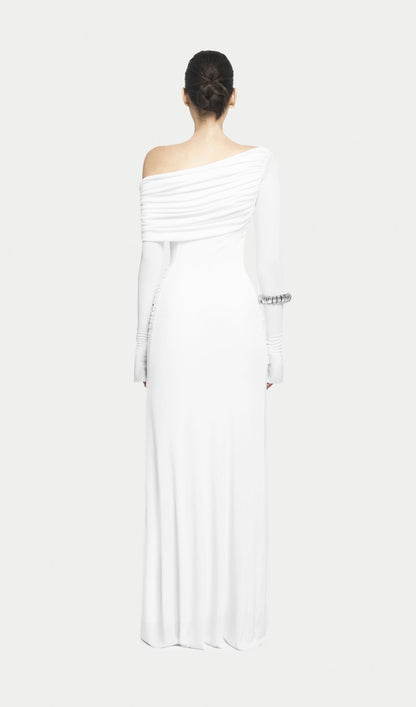 Single Jersey Knit  Draped Maxi Dress