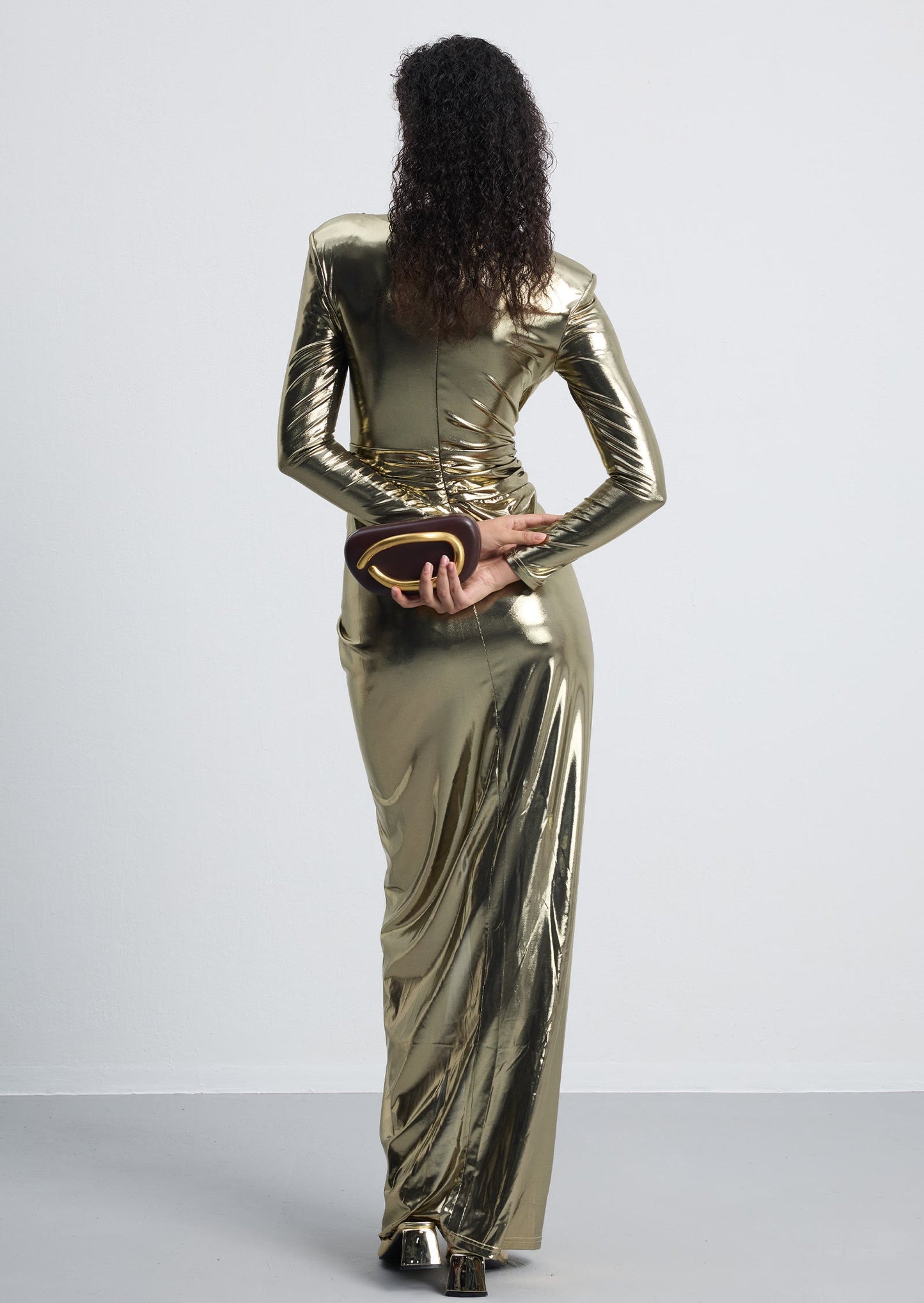 Metallic Slit Maxi Dress