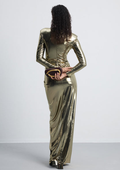 Metallic Slit Maxi Dress
