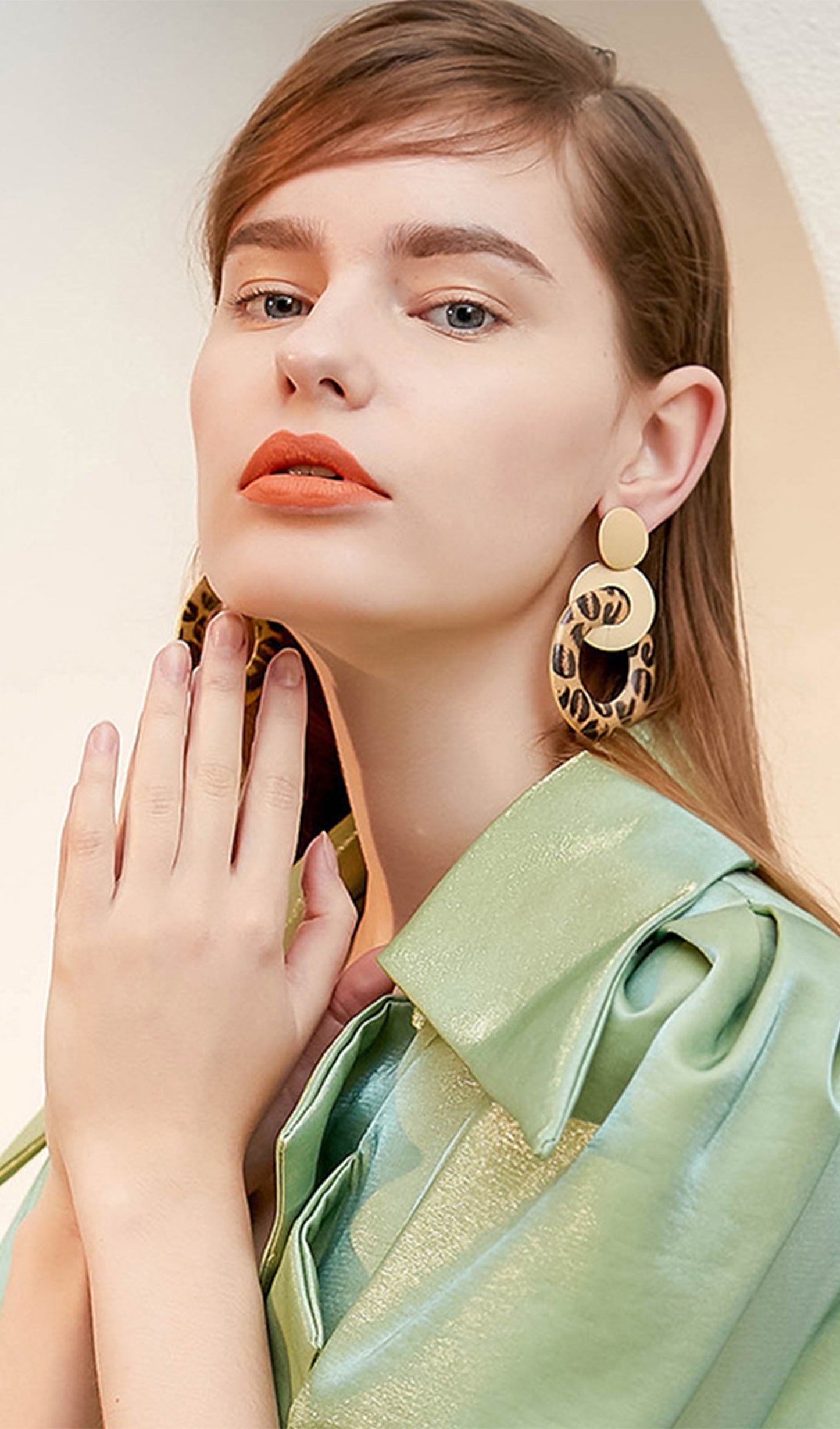 Leopard Dangle Drop Hoop Earrings