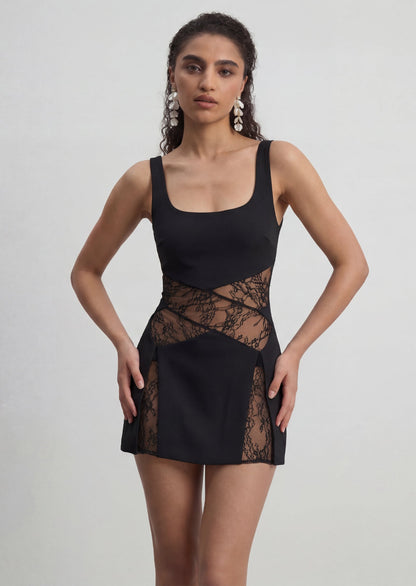 Luna Lace Mini Dress In Black