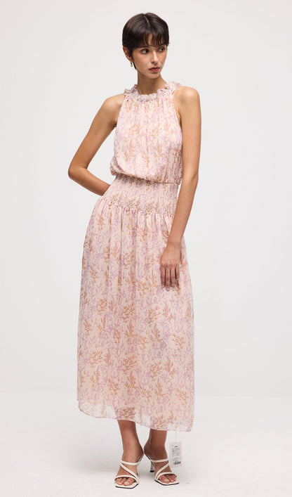 Floral Print Sleeveless Midi Dress