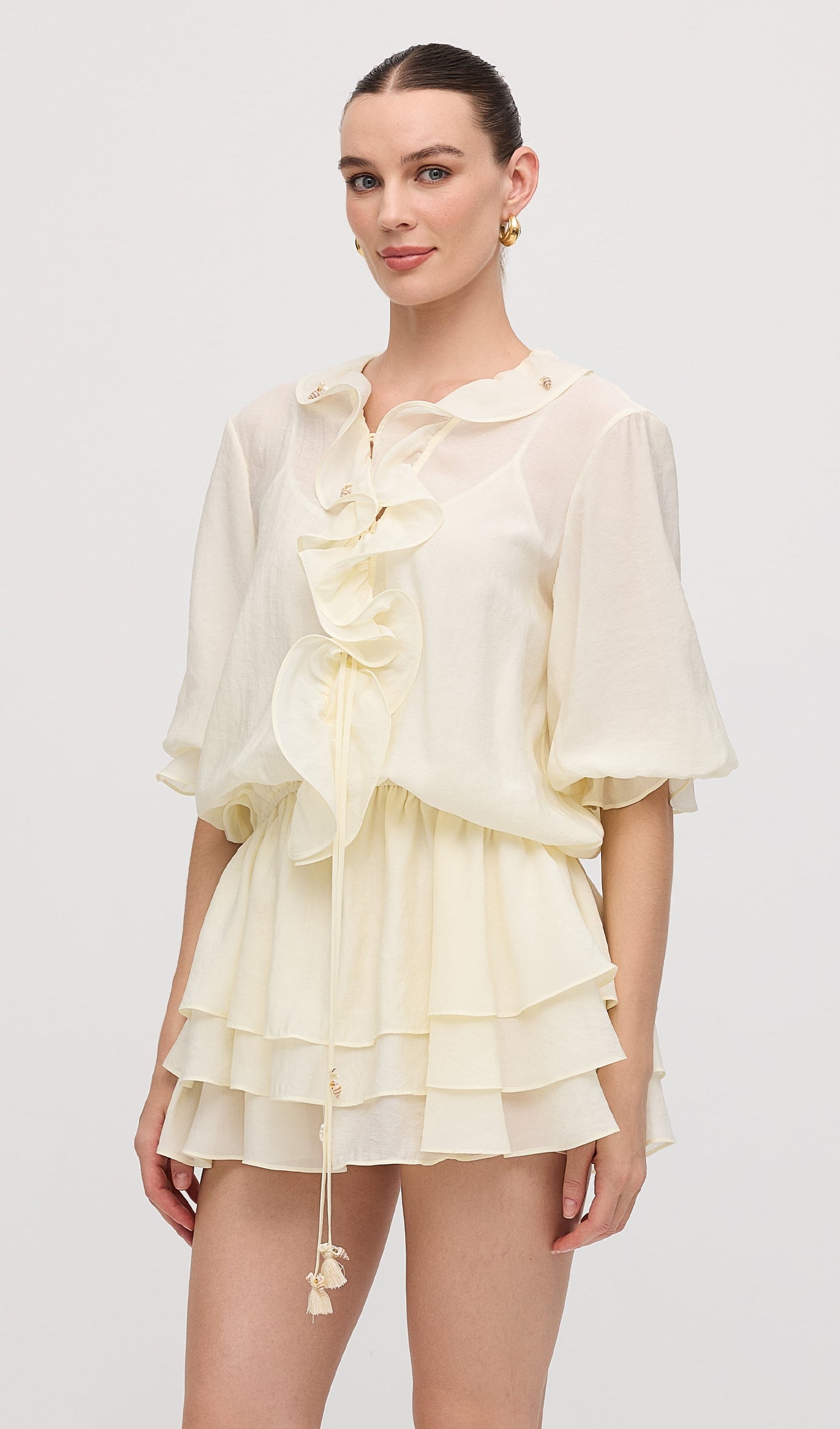 Solid Tiered Ruffles Mini Dress