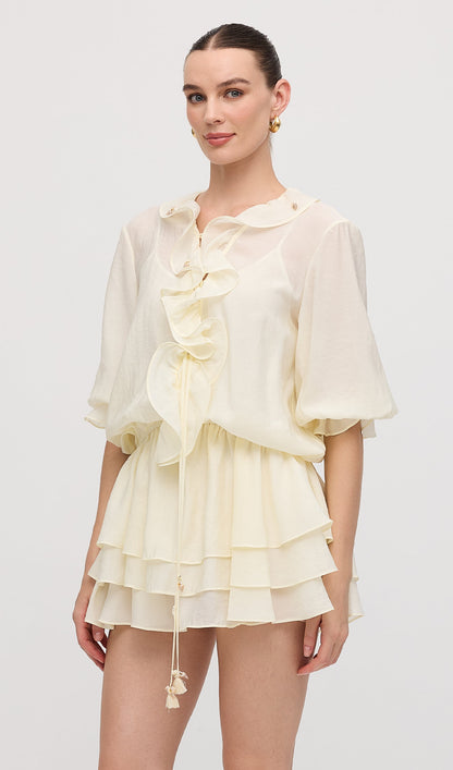 Solid Tiered Ruffles Mini Dress