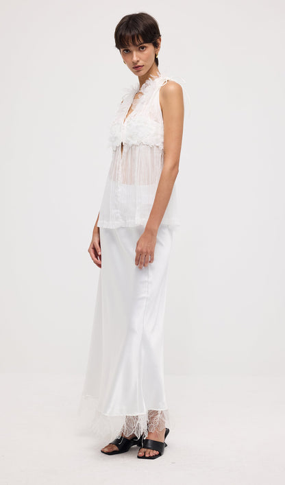 Sleeveless Pleated Embroidered Top
