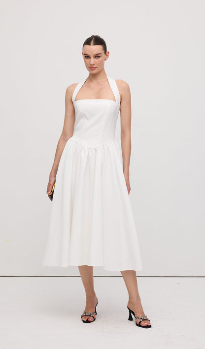 Solid Halter Midi Dress