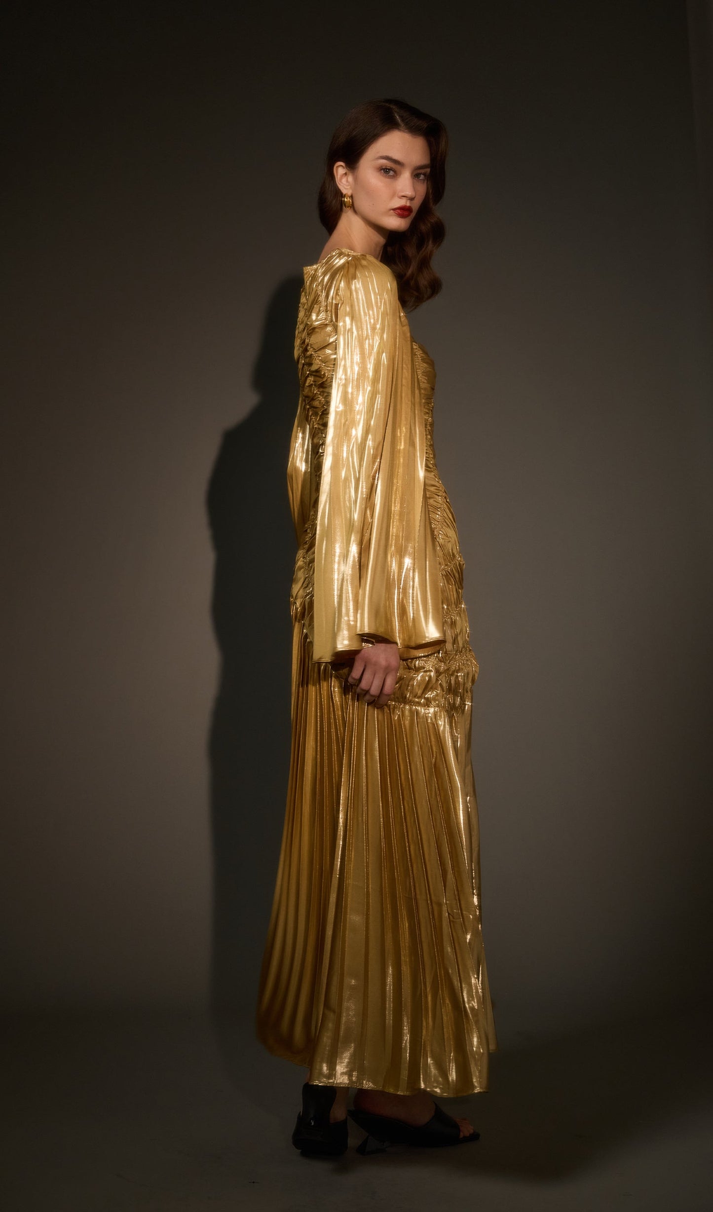 Metallic Maxi Dress In Gold