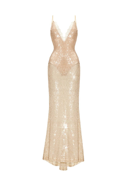 Archiwa V Neck Sequined Maxi Dress