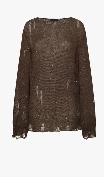 Ripped Detail Sequin Sweater