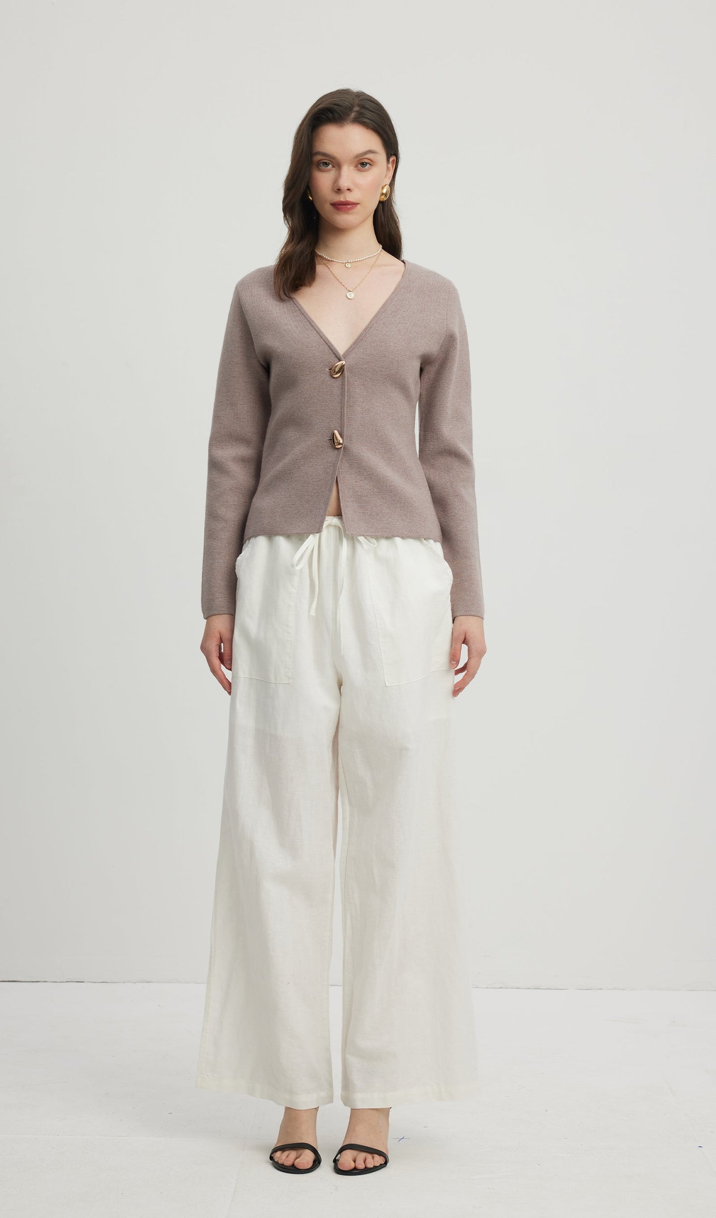 Loose Tie Pants White