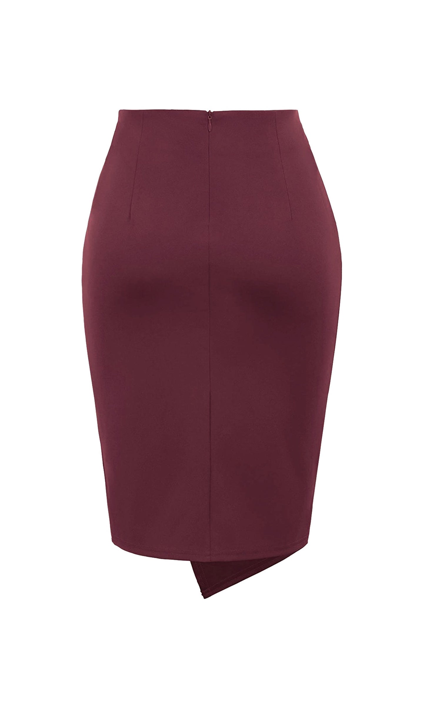 High Waist Wrap Front Midi Skirt-Red