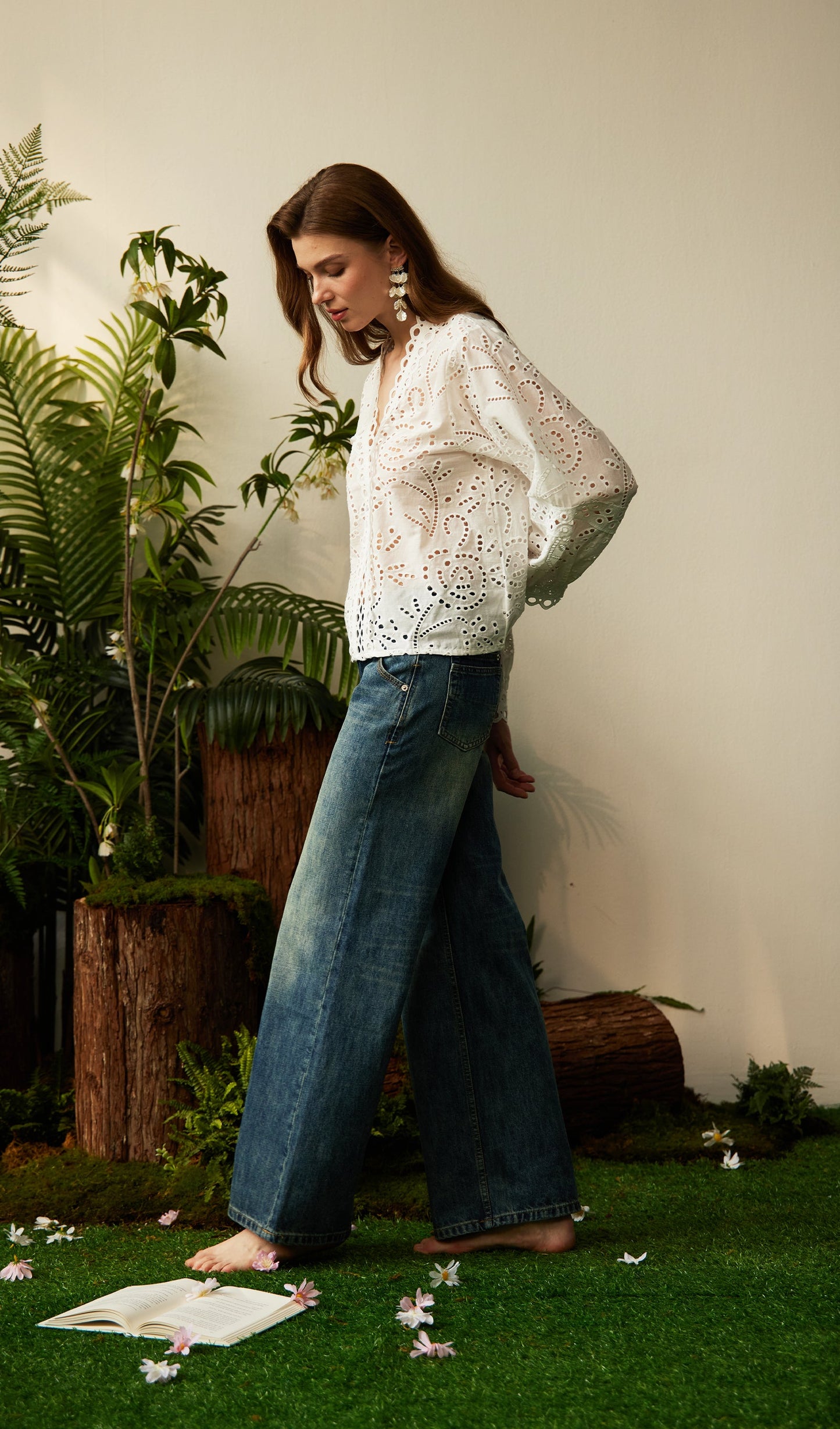 Low Rise Washing Wide Jeans