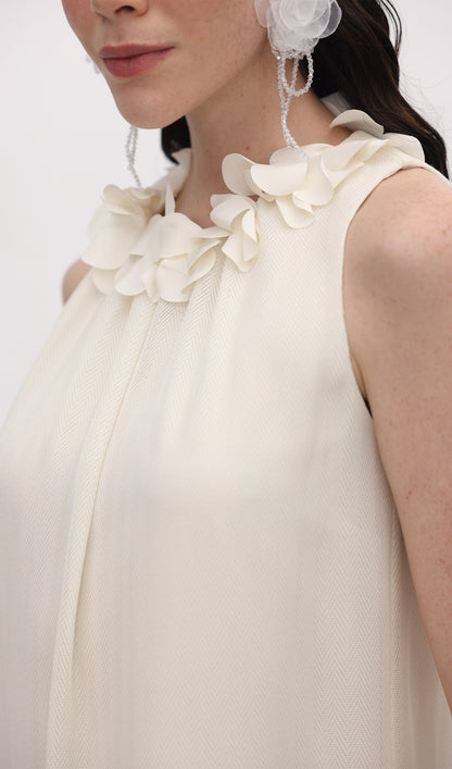 Petal Collar Halter Midi Dress