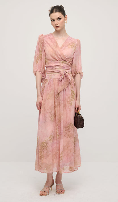Floral Knot Cut Out Midi Dress Sets