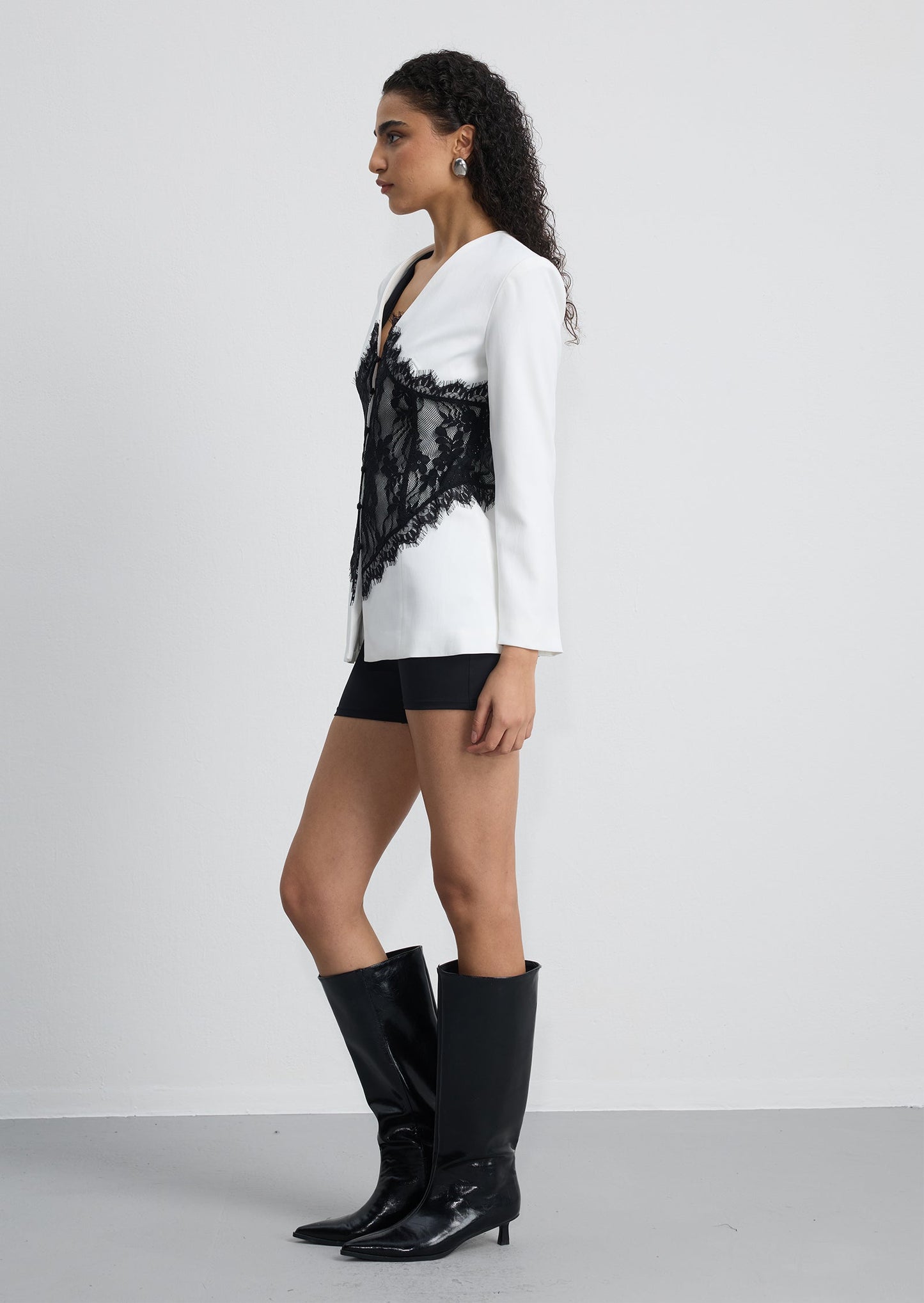 V Neck Lace-Trimmed Top