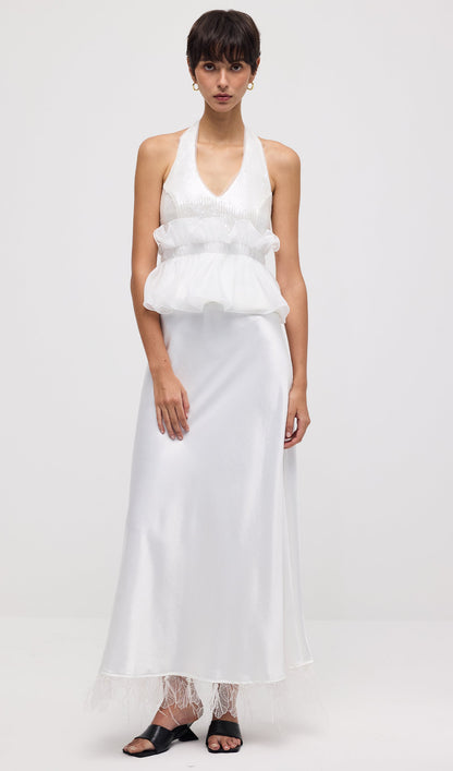 Halter Sequin Ruffled Top