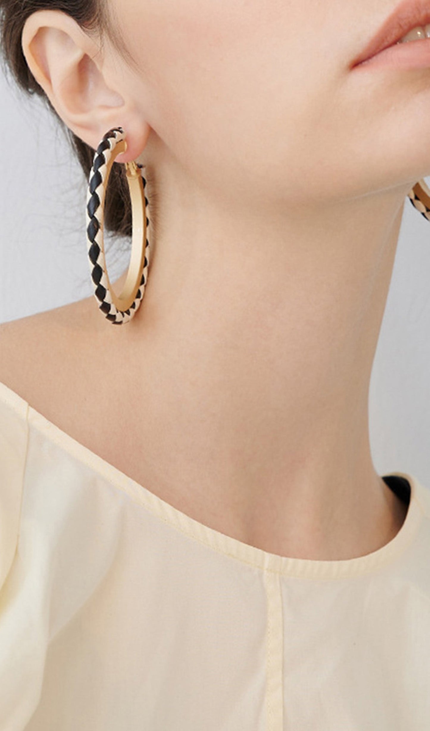Faux Leather Round Hoop Earrings