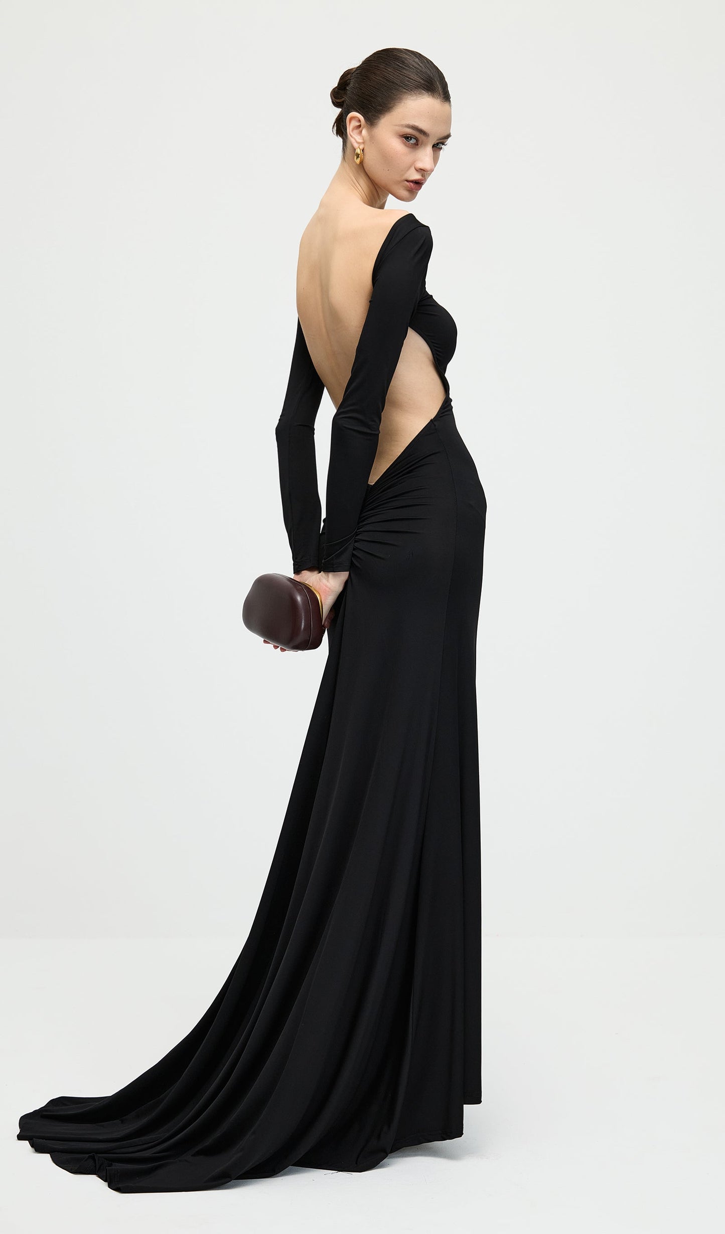 Jersey Open Back Maxi Dress In Black