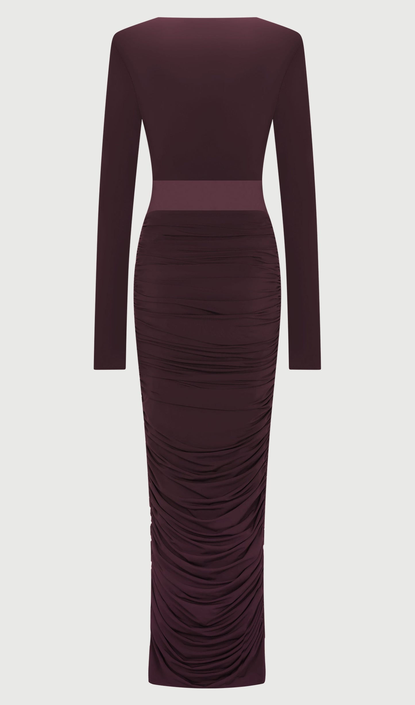 Slinky Long Sleeve Maxi Dress In Burgundy