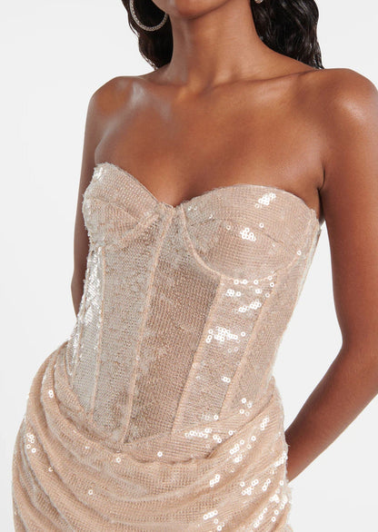 Pamela Gathered Sequined Corset Mini Dress