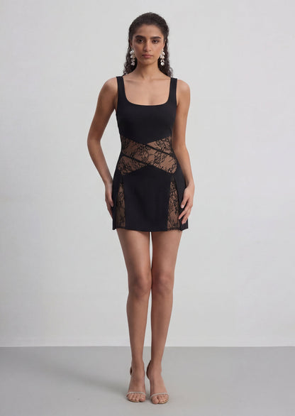 Luna Lace Mini Dress In Black