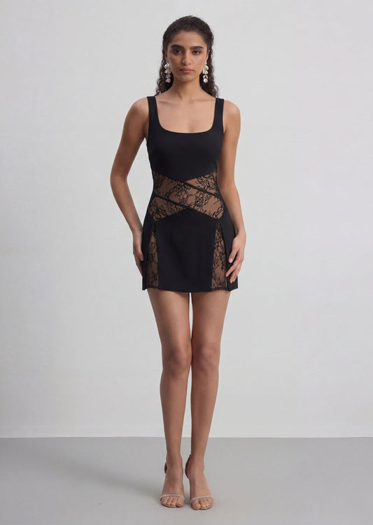 Luna Lace Mini Dress In Black